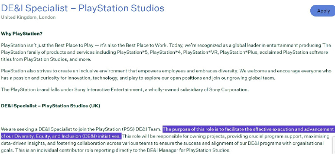 加速褒姒，报道称索尼将继续扩大“政治正确”DEI部门并为此招聘！